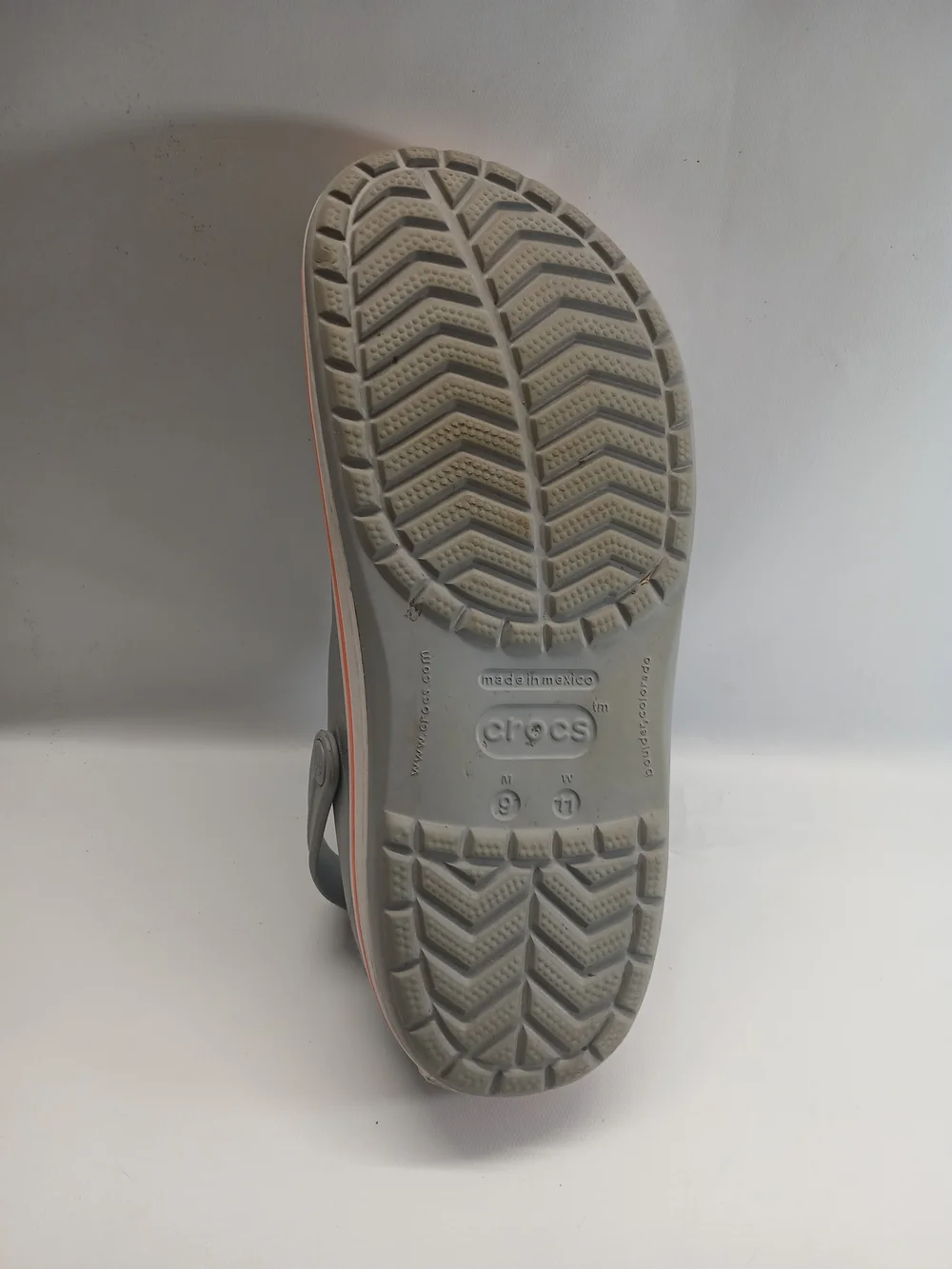 CROCS Unisex Grey Clog with Orange Stripe - Picture 9 of 13